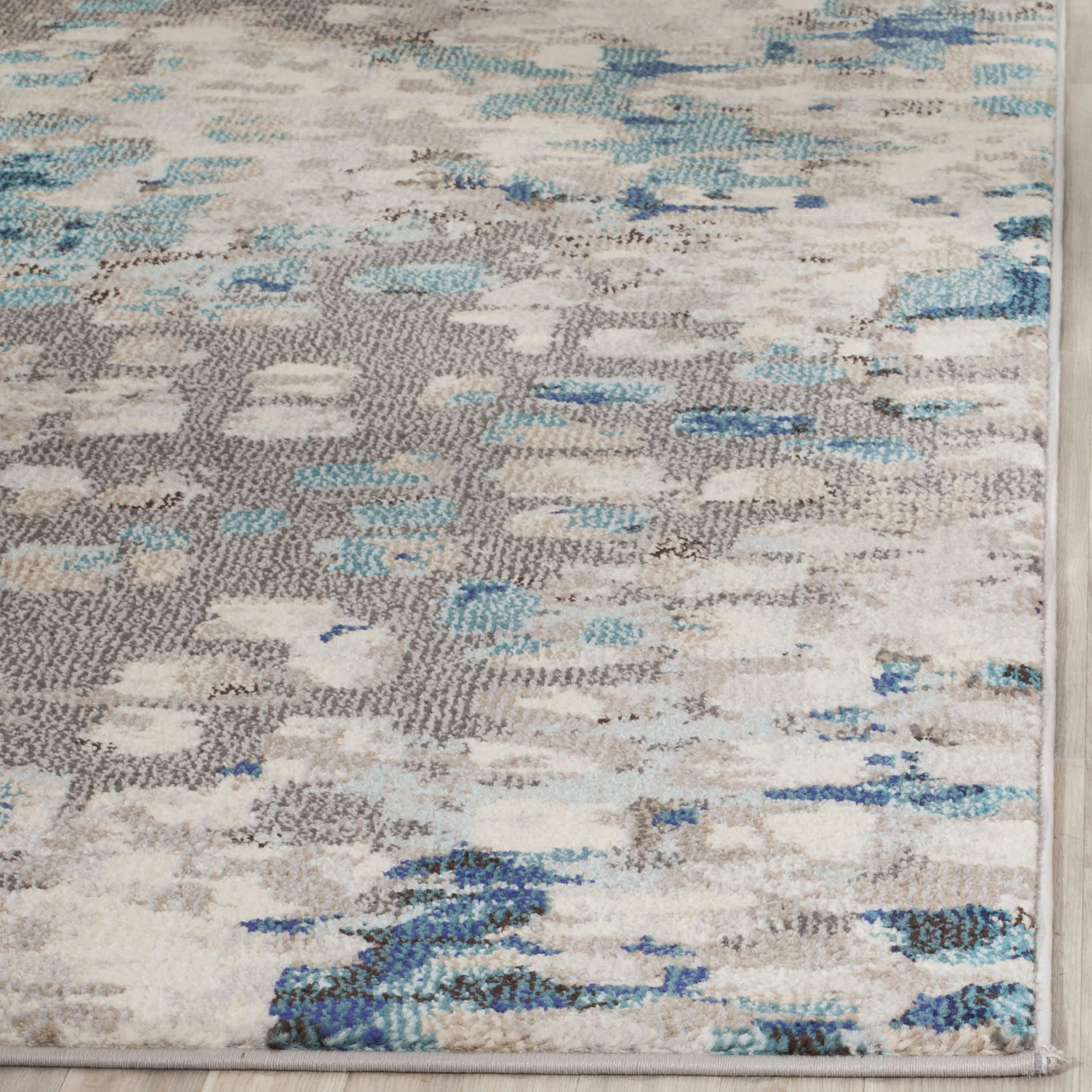 MONACO - Tapis de salon interieur en gris & bleu clair, 155 x 231 cm