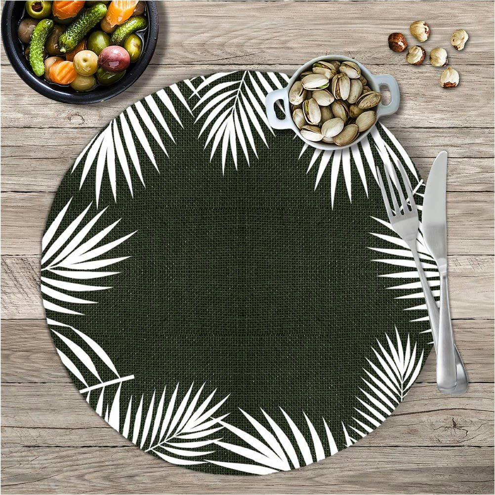 - Set de table rond tropical vert foncé D38cm
