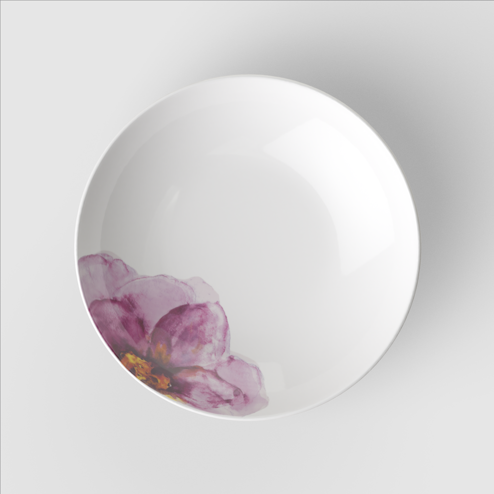 Rose Garden Pasta bowl - Pink, 9.5'' x 9.5'', Premium Porcelain