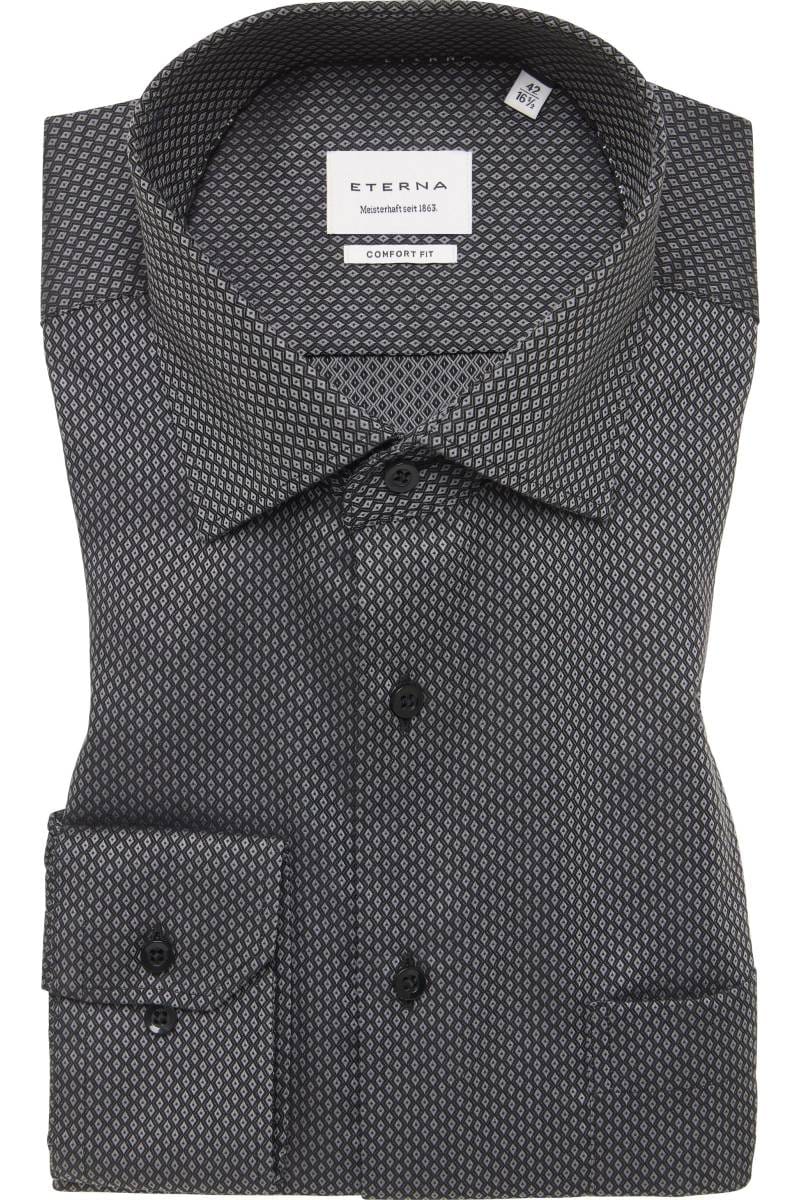ETERNA Comfort Fit Hemd anthrazit, Strukturiert (super langer Arm)