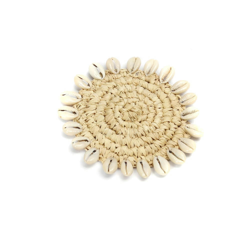 RAFFIA SHELL - Sous-verre en raphia et coquillage