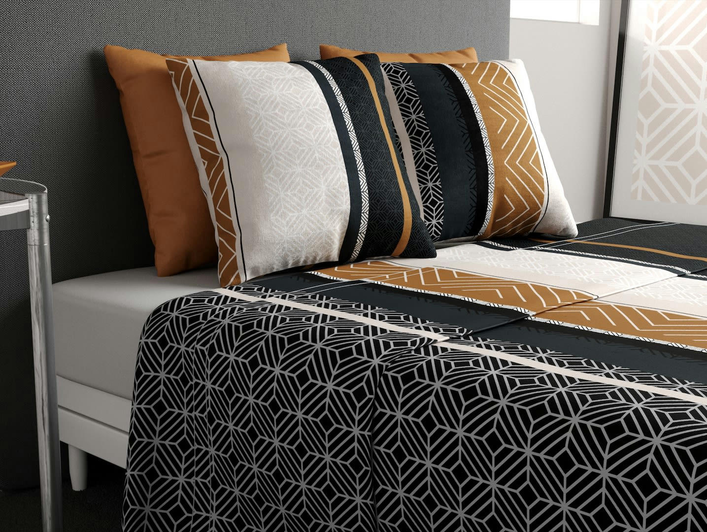 TROPHÉ - Parure de drap coton gris 240x300 cm