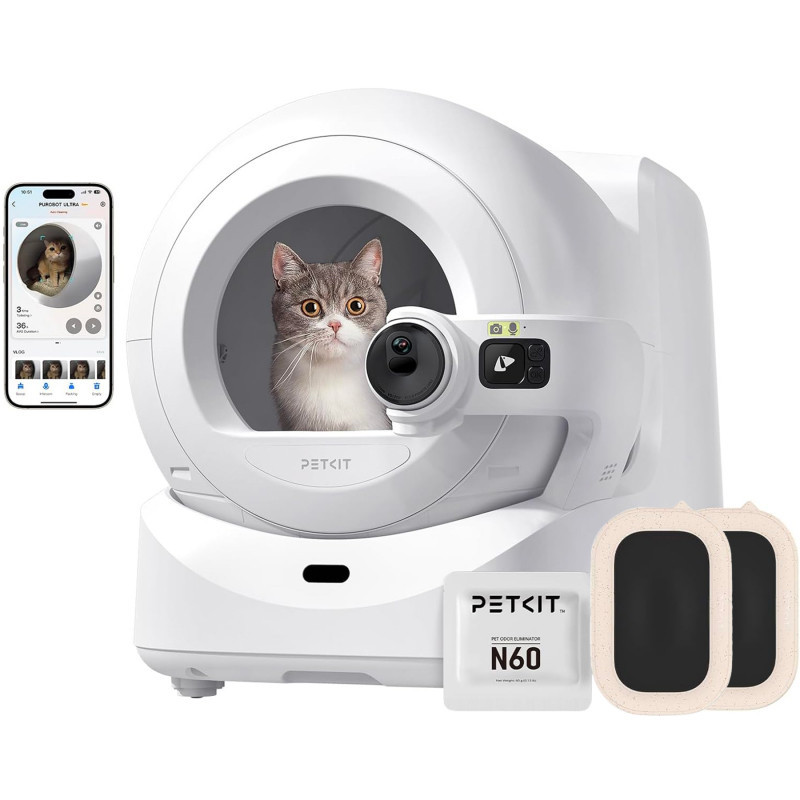 Bac à litière autonettoyant Purobot Ultra avec caméra PETKIT