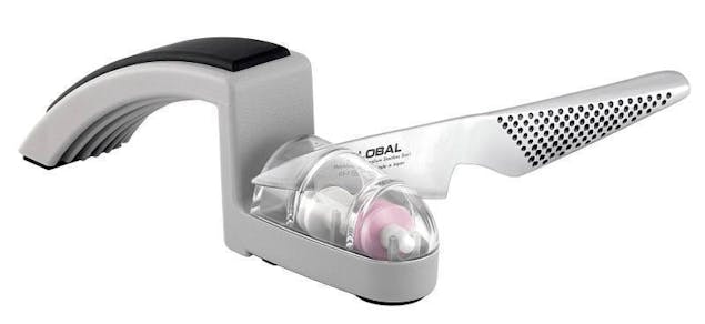 Global Kabuto Black 7Pc & Bonus Sharpener Knife Block Set Japanese Knives