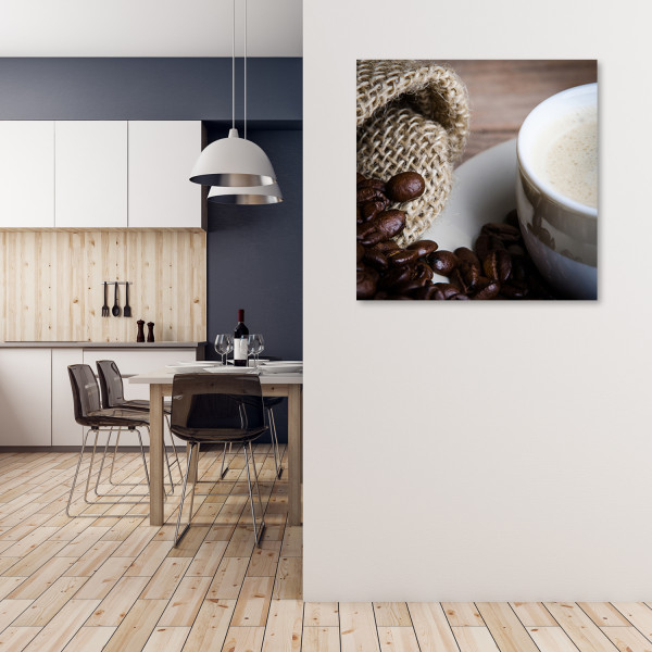 Feeby Obraz na płótnie, Ziarna kawy i filiżanka 30x30