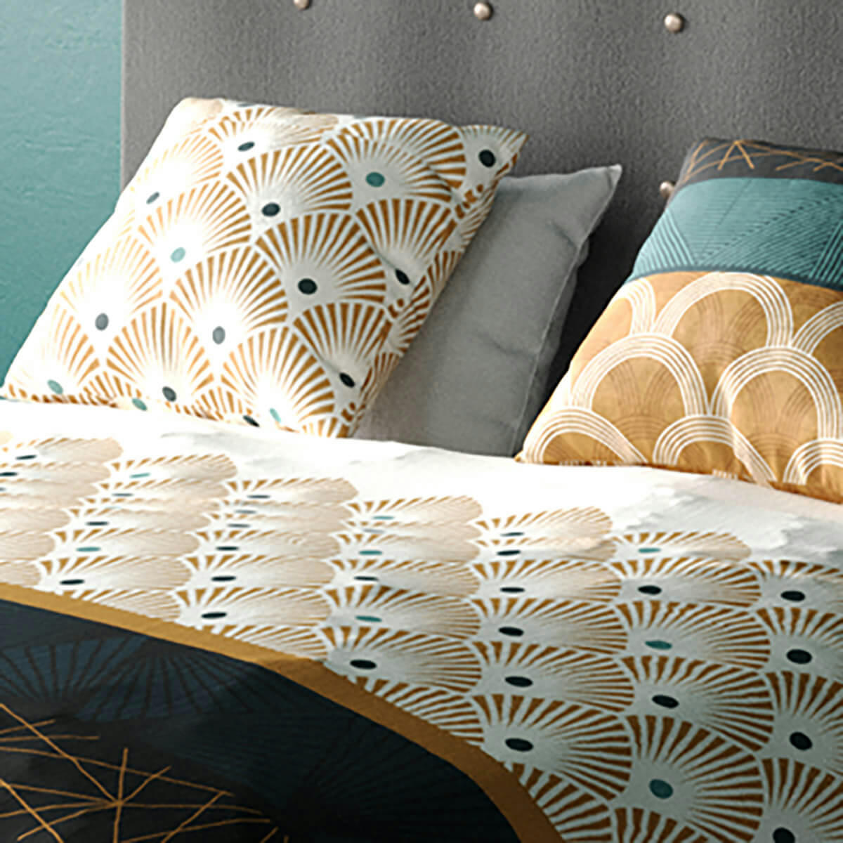 BANGUI - Parure housse de couette coton jaune 220x240 cm