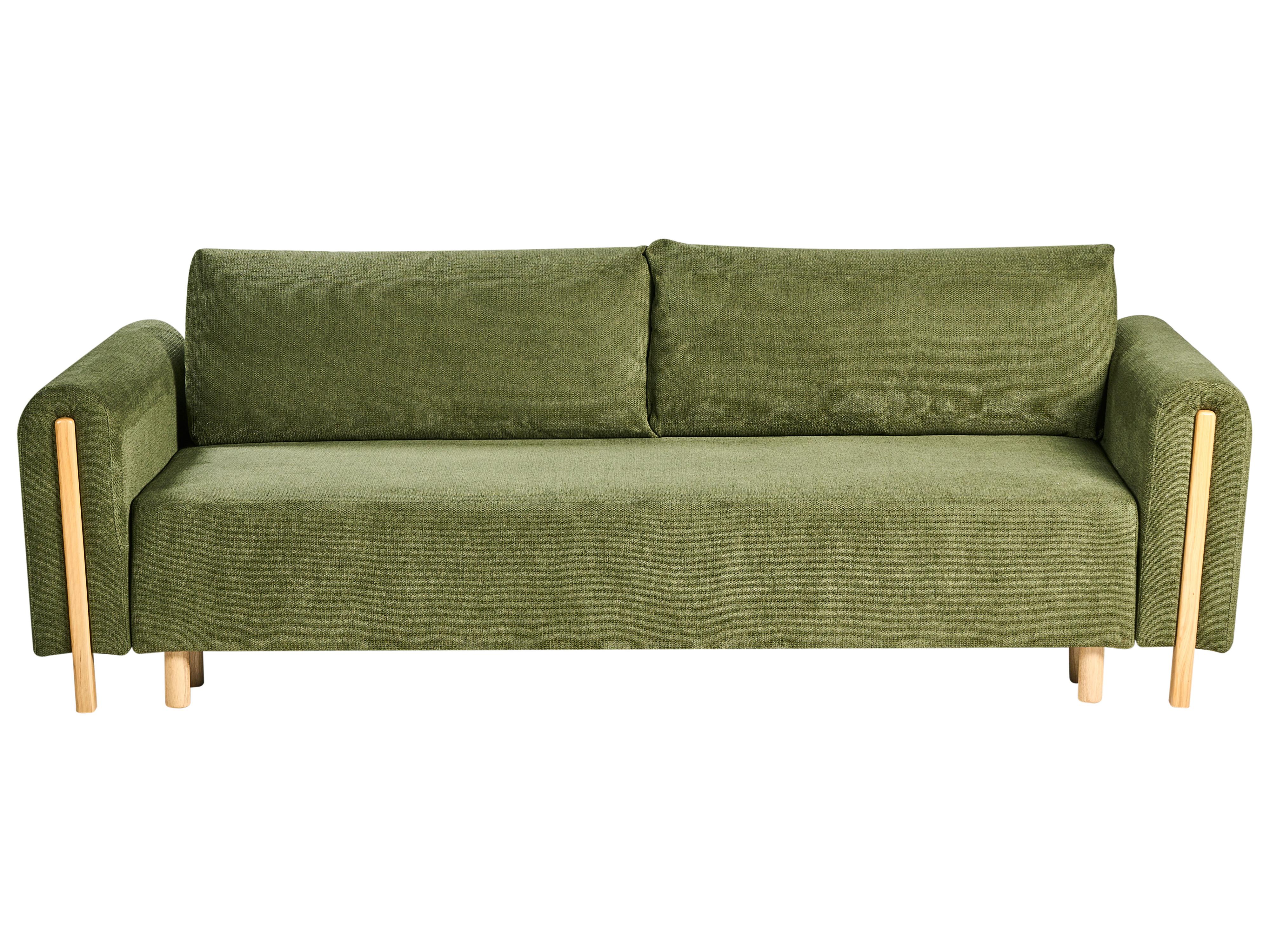 Sofa Bed 3 Seater KVAM Fabric Green with Storage