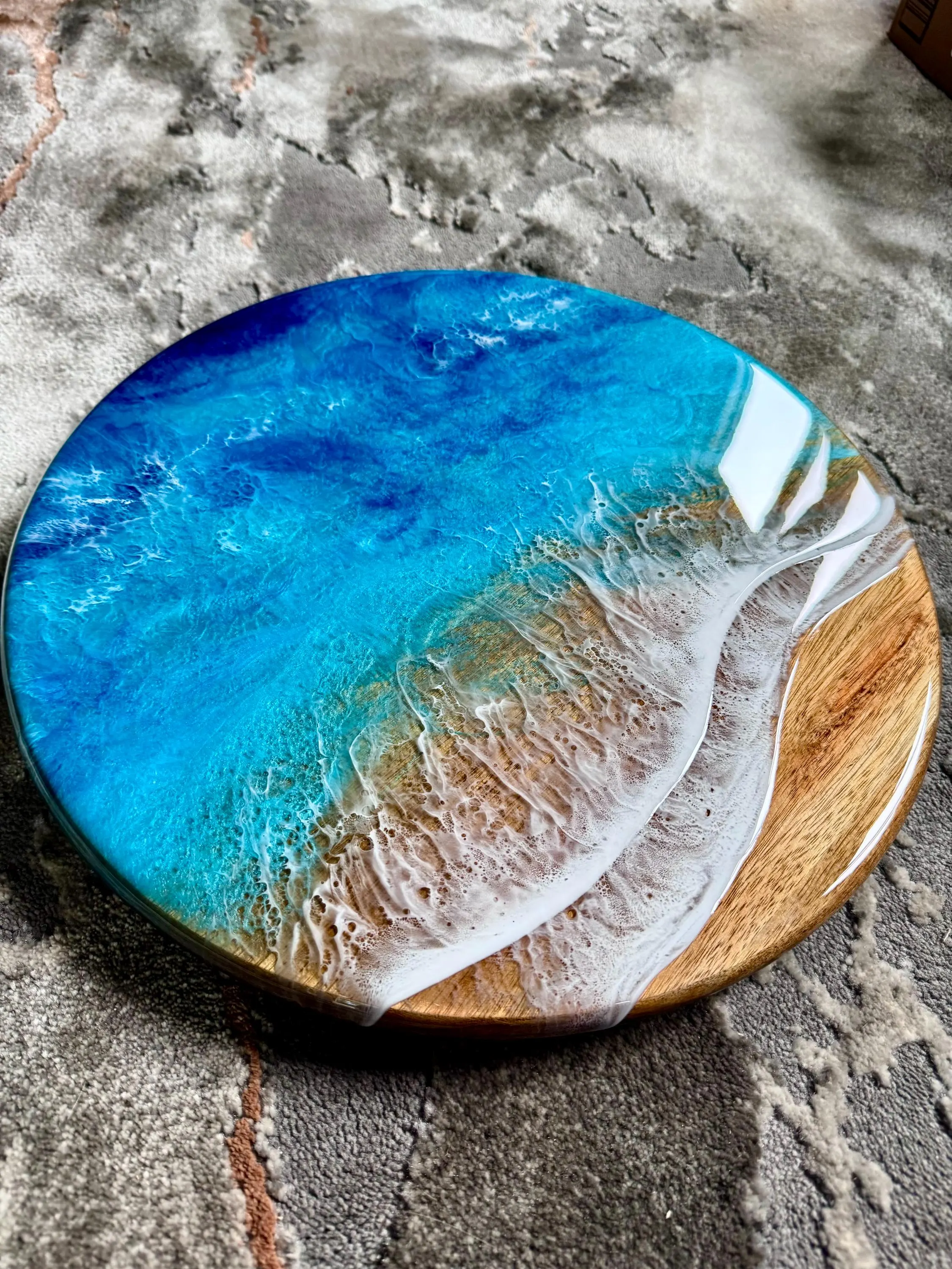 Resin lazy Susan Hawaii Inspired | Resin ocean tray | Lazy Susan Beach House style | Spice organizer | Cheese tray Hawaii Gift idea idea