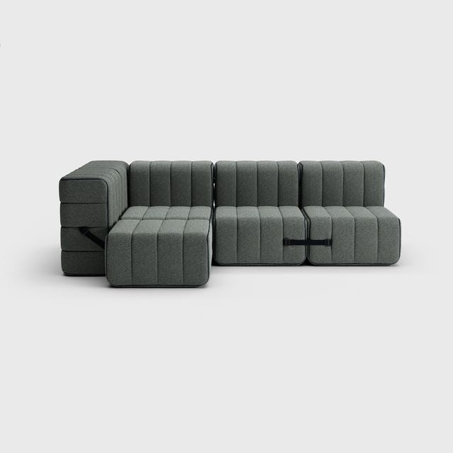 Curt-Set 9 - e.g. Flexibele kleine hoekbank - Sera - Gravel (Grijs)