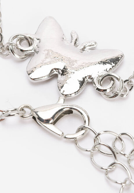 Womens 4pk Silver Butterfly Anklets