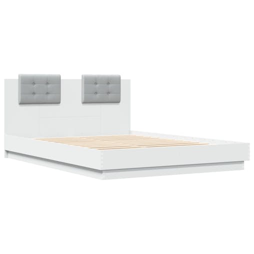 NNEVL Bed Frame with Headboard White 150x200 cm Engineered Wood