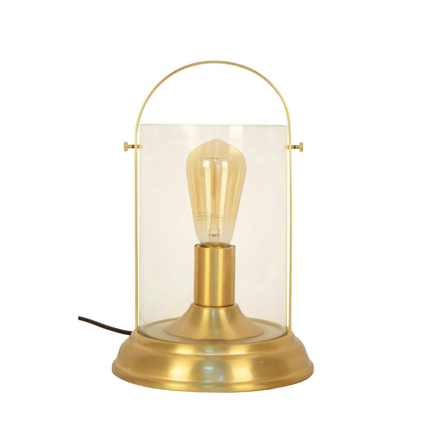 LOCTUDY - Lampe en verre transparent, base en métal doré