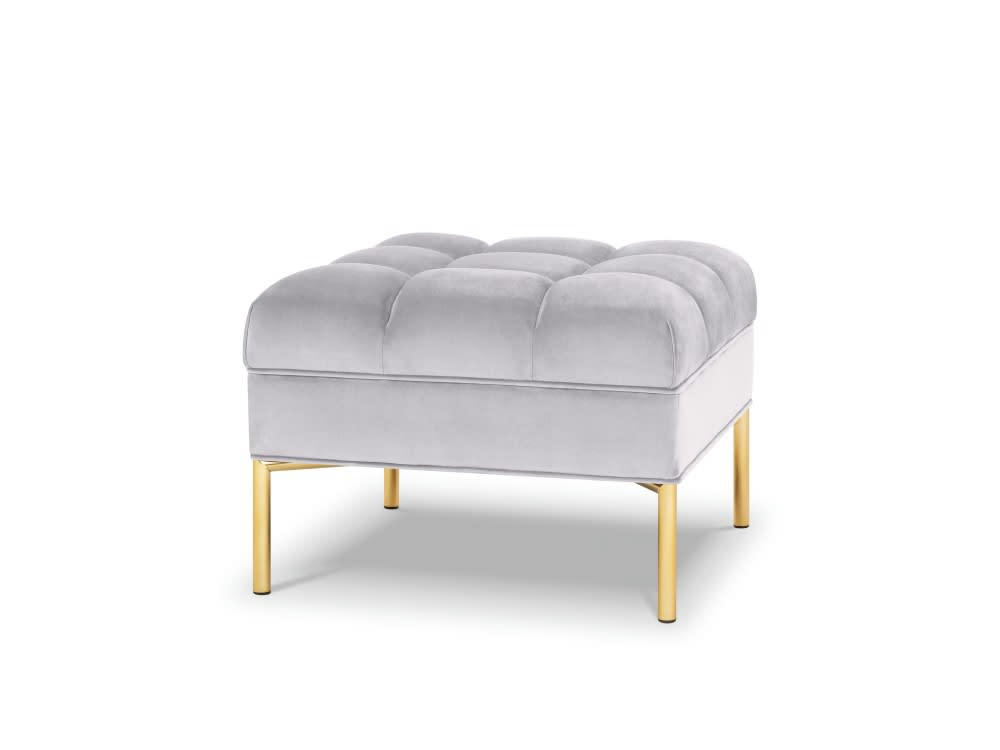 KAROO - Pouf velours argent