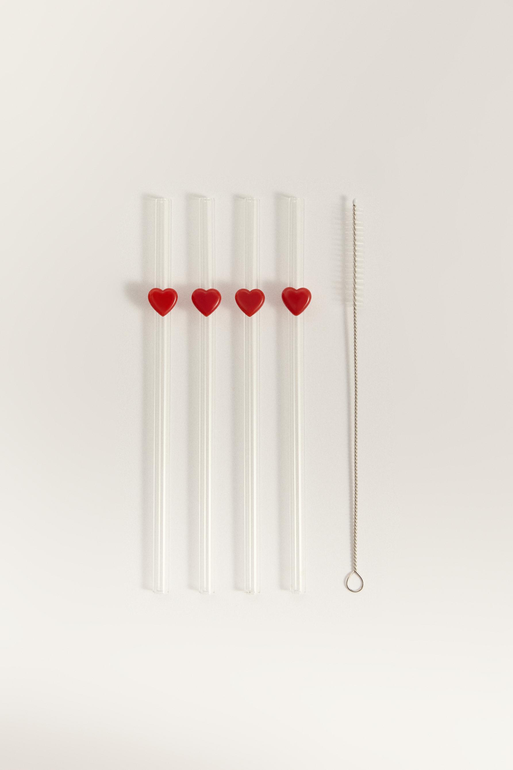 Pack 4 pajitas borosilicato corazones