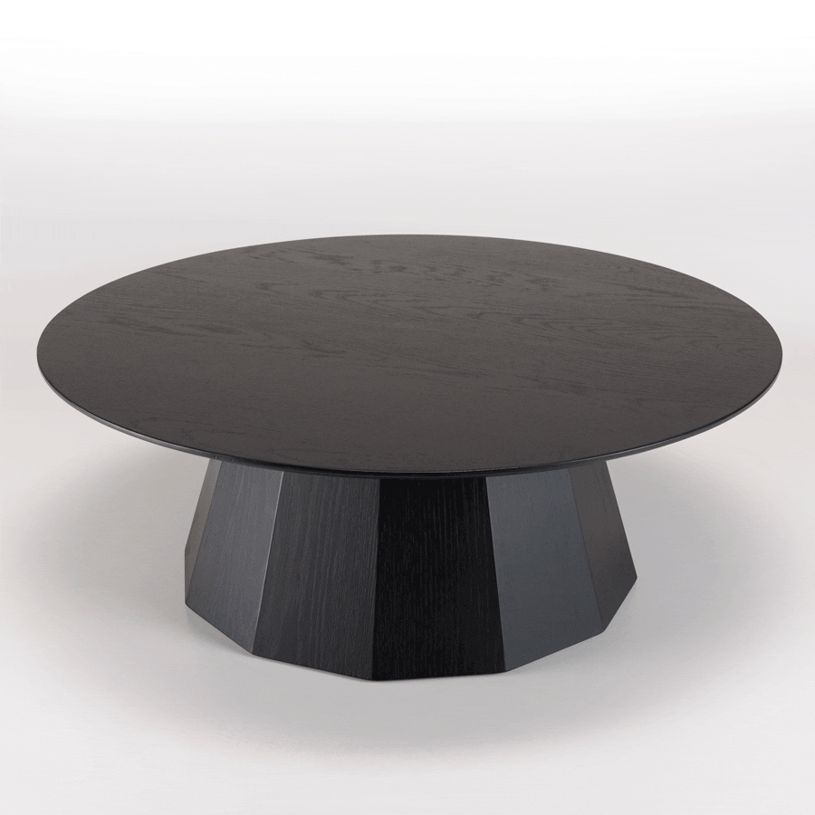 Table basse moderne ronde bois - métal noir CORUMBA