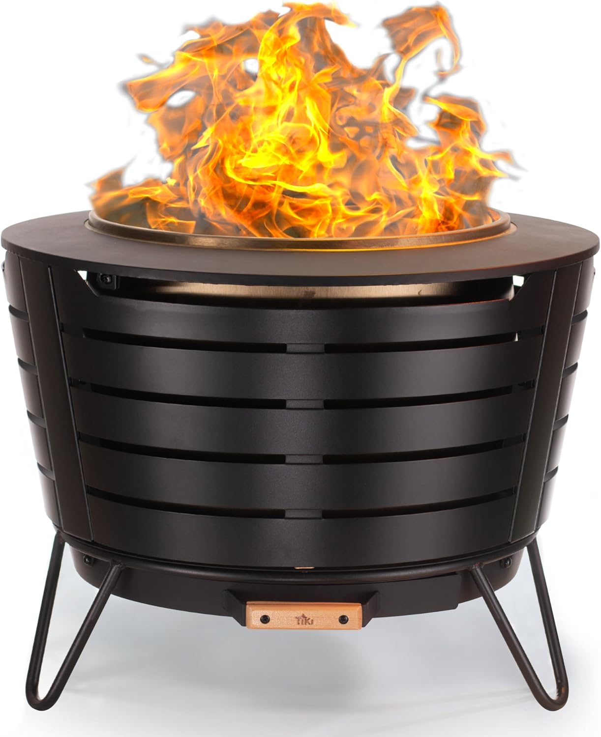 TIKI Patio Smokeless Outdoor Fire Pit  25-Inch Wood-Burning Bonfire with Removable Ash Pan  Stand  and Weather-Resistant Cover