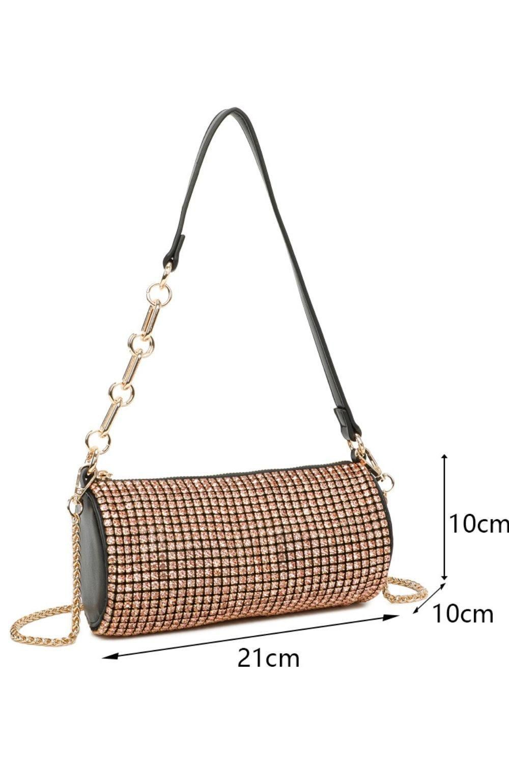 Fontanella Fashion Marteau Diamond Embellished Cyclinder Shaped Evening Shoulder Bag