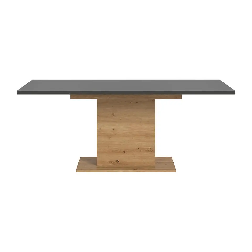 Hioshop Motion eetkamertafel zuilpoot 90x150/190cm incl 1 verlengblad grijs-