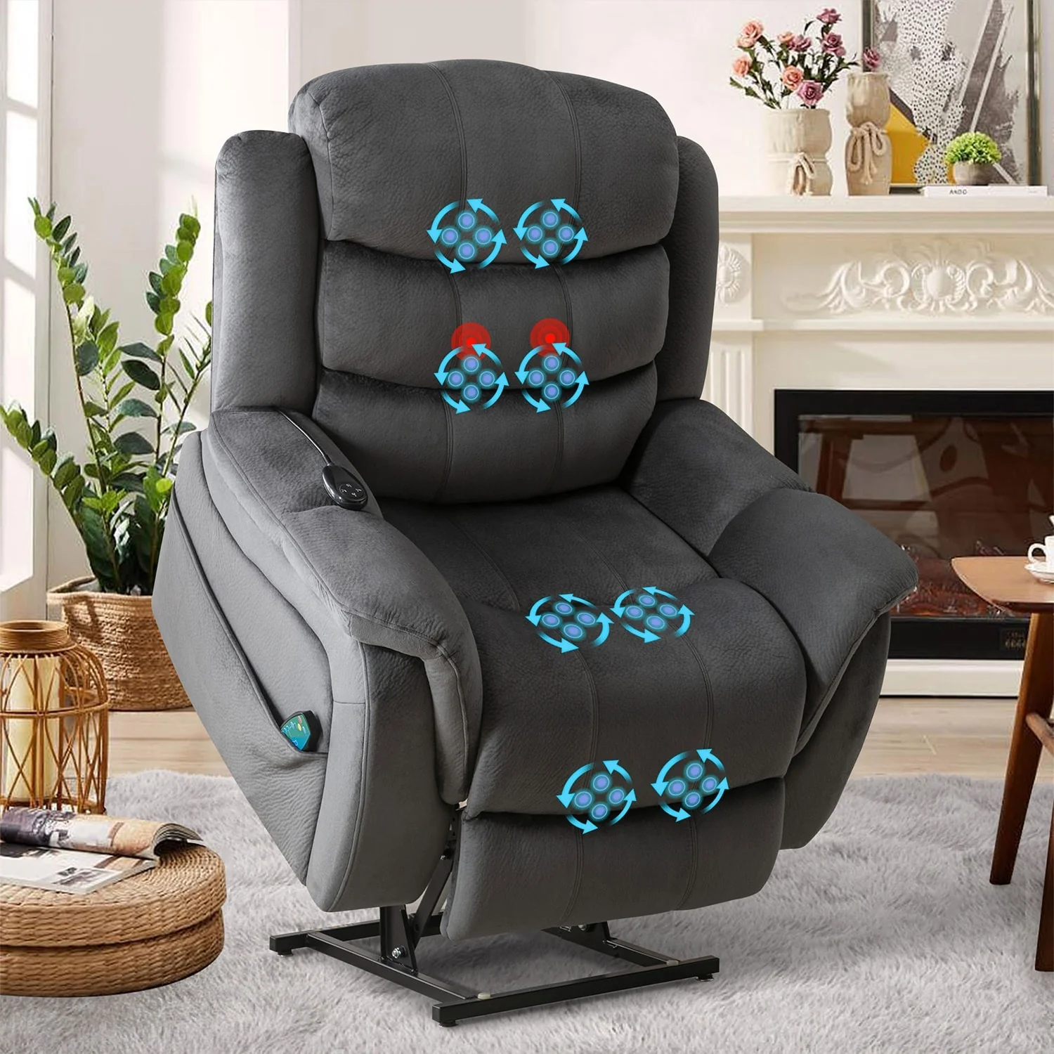 Lay flat recliner Power Lift Recliner Chair for Elderly with Massage and Heat