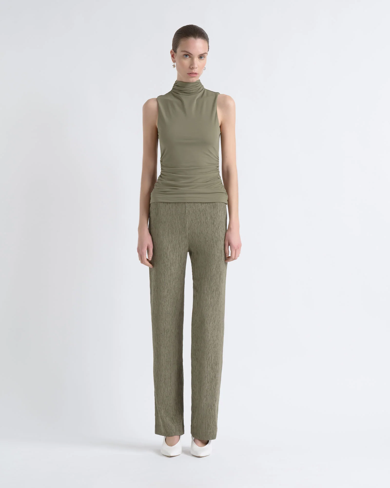Ruched Mesh Top