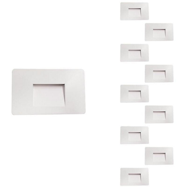 Balise LED saillie 3W 220V 120 degrés Blanche IP44 pour Escalier (Pack de 10) - Blanc Neutre 4000K - 5500K - SILAMP