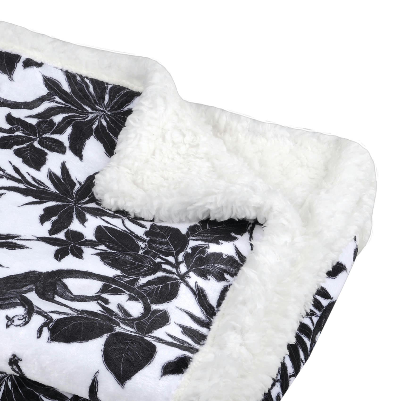 - Plaid imprimé jungle en nb polyester noir 130x160 cm