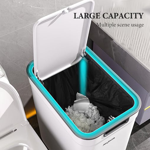 NNETM 2pcs Sleek White Trash Cans with Odor-Seal Lids