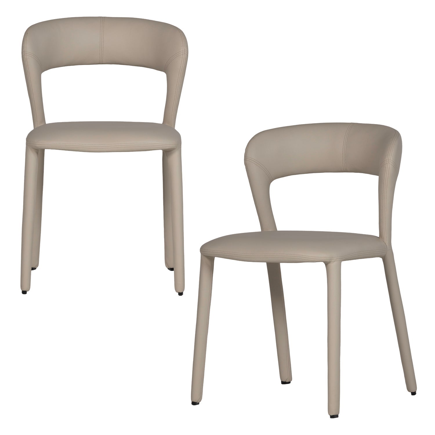 WOOOD eetkamerstoelen Noble - Leerlook - Beige - Set van 2