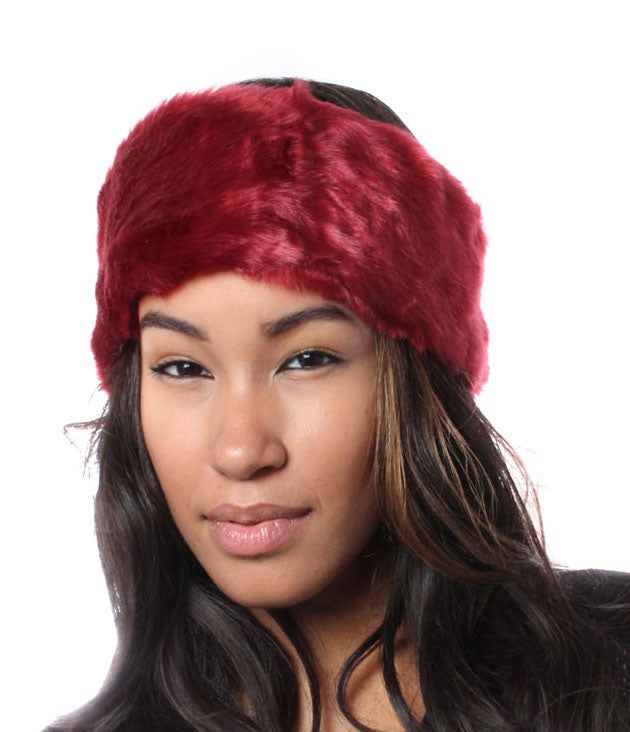 SVNX Soft Faux Fur Headband In Burgundy