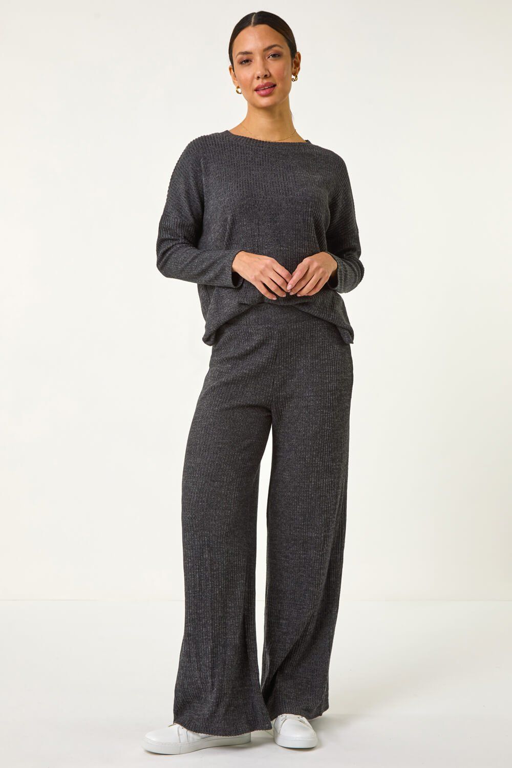 Roman Relaxed Ribbed Side Split Top
