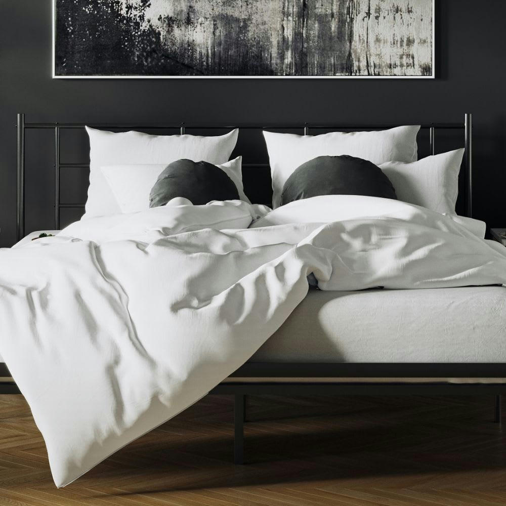 - Parure Blanche 100% percale de coton ultra-douce 140x200