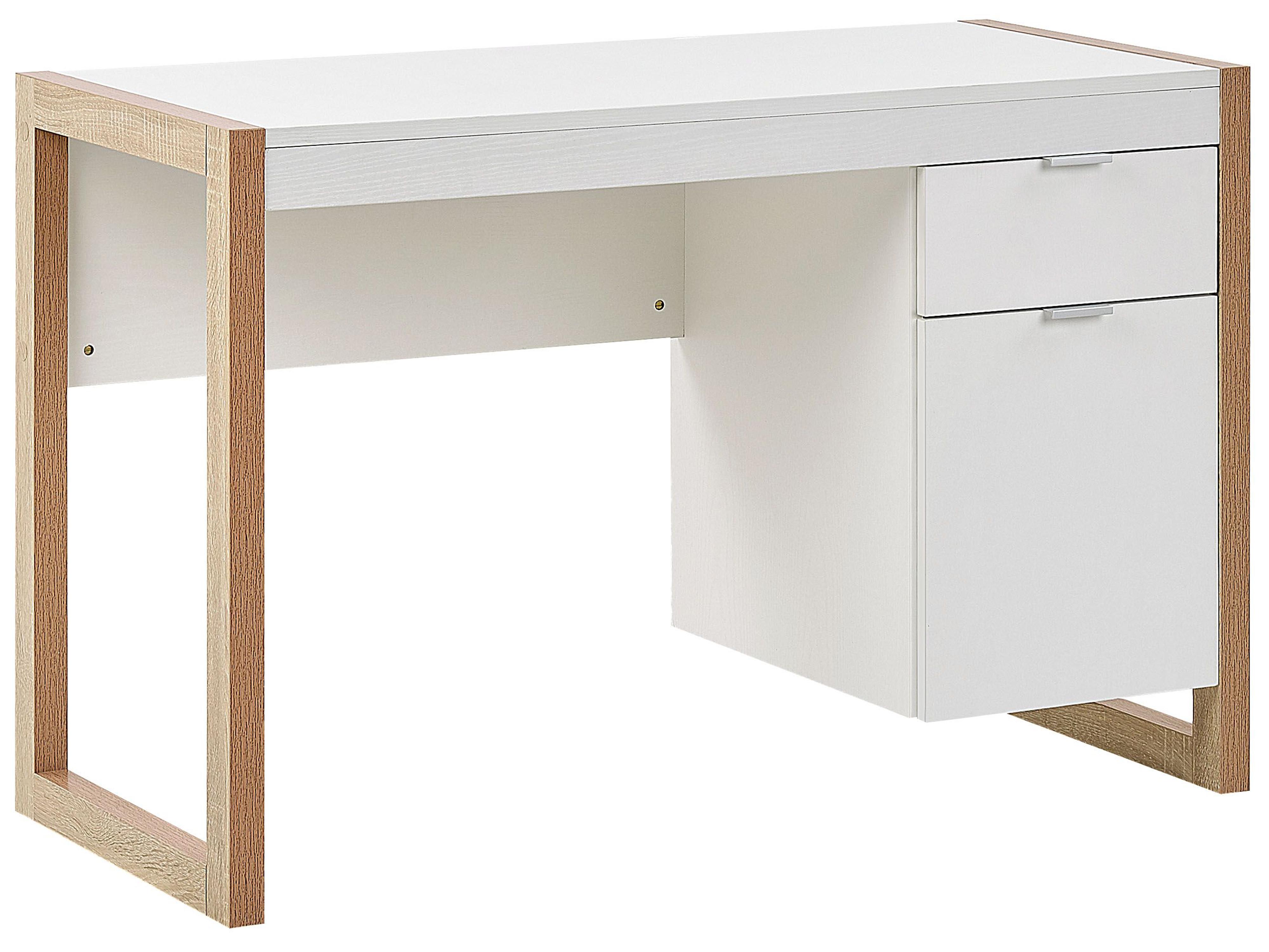 Home Office Desk JOHNSON Brown/ White 112 cm 50 cm with Storage