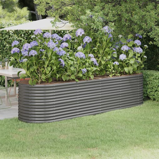 NNEVL Garden Planter Powder-coated Steel 296x80x68 cm Grey