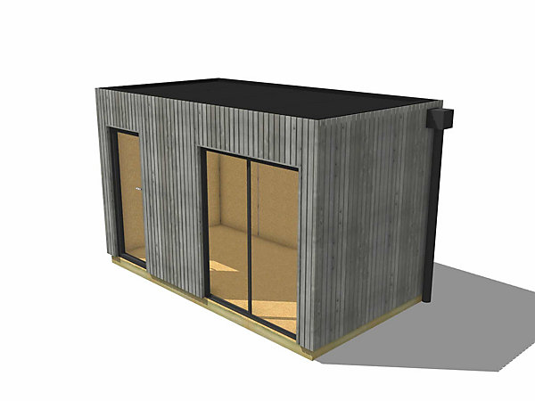 Annexe de jardin bois en bois 4,4 x 2,4 x 2,7 m avec plancher isolé / menuiseries alu k-line