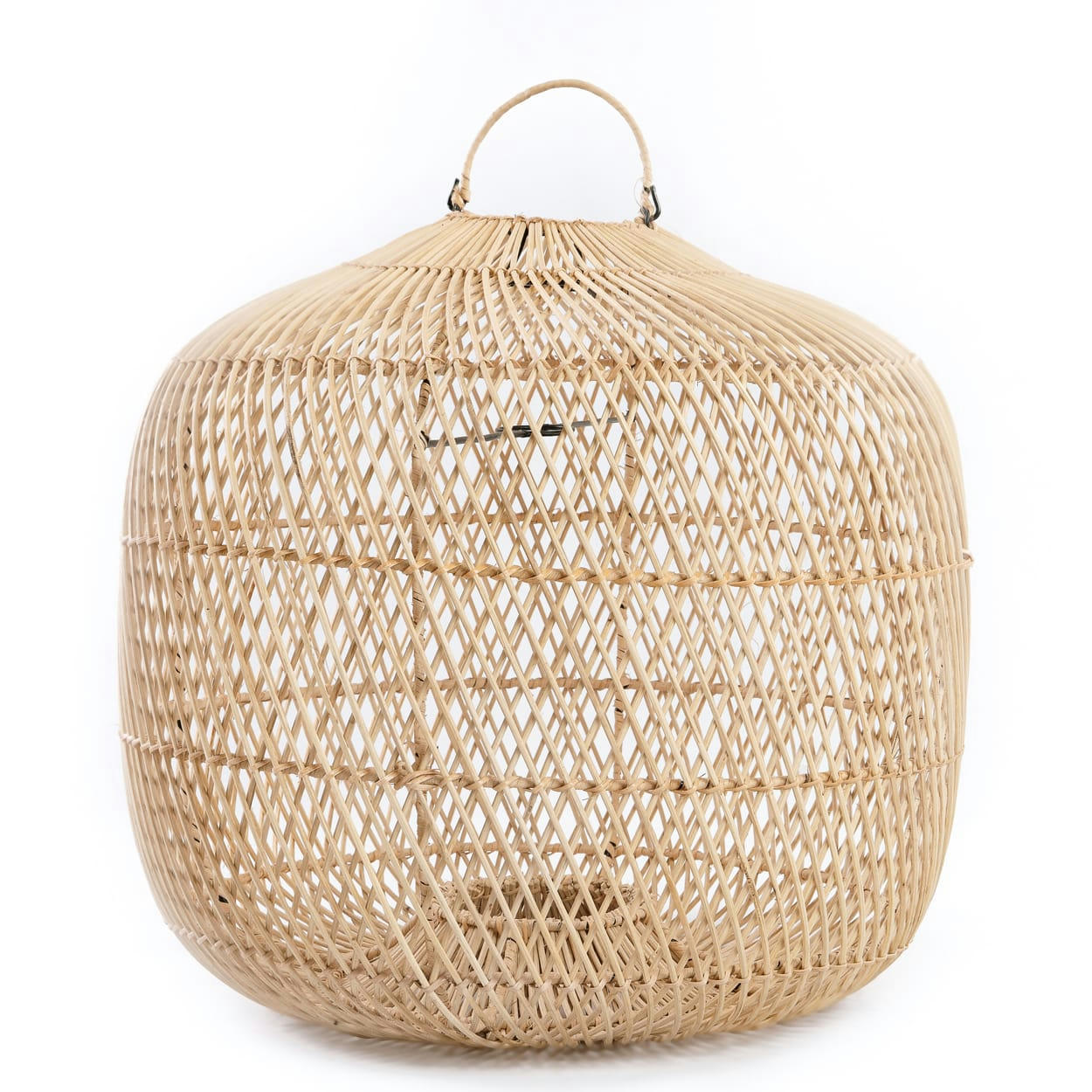 BATU BOLONG - Abat-jour en rotin naturel 58x55