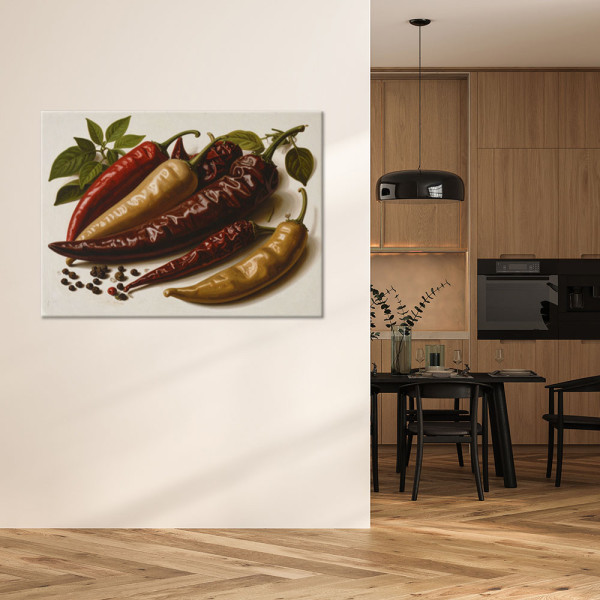 Obraz do kuchni jadalni restauracji, Suszone czerwone papryczki 30x20
