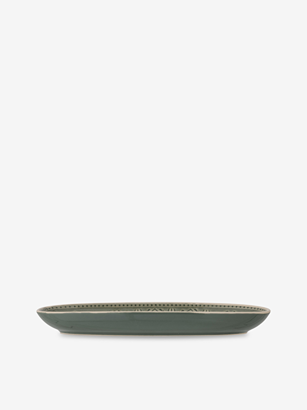 Grand plat retro gres vert 31x13 - bloomingville vert
