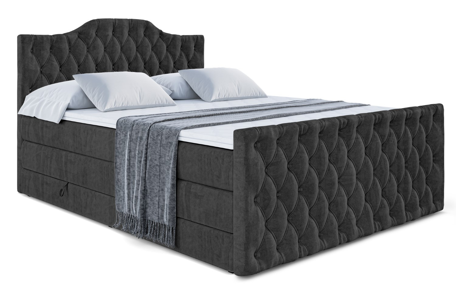 Łóżko kontynentalne z pojemnikiem i materacem H3|H4 VILA-1-Z KING 120x200cm
