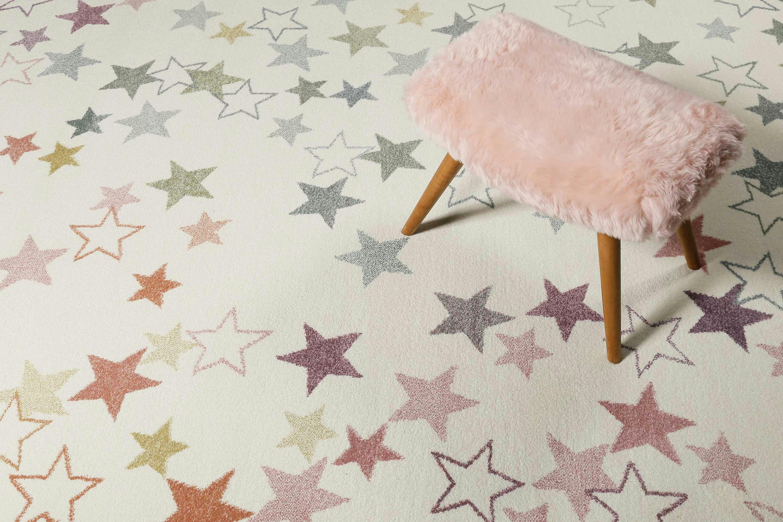 ESTERYA - Tapis enfant ciel étoilé blanc pastel 120x170