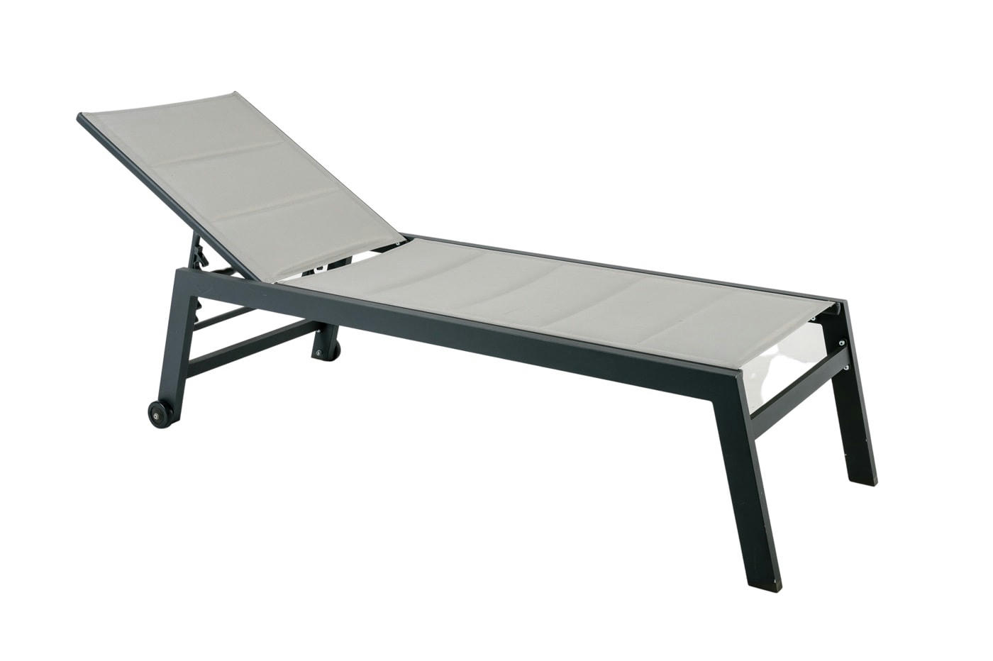 PAMPA - Lot de 2 Transats Pampa gris clair à Roulettes