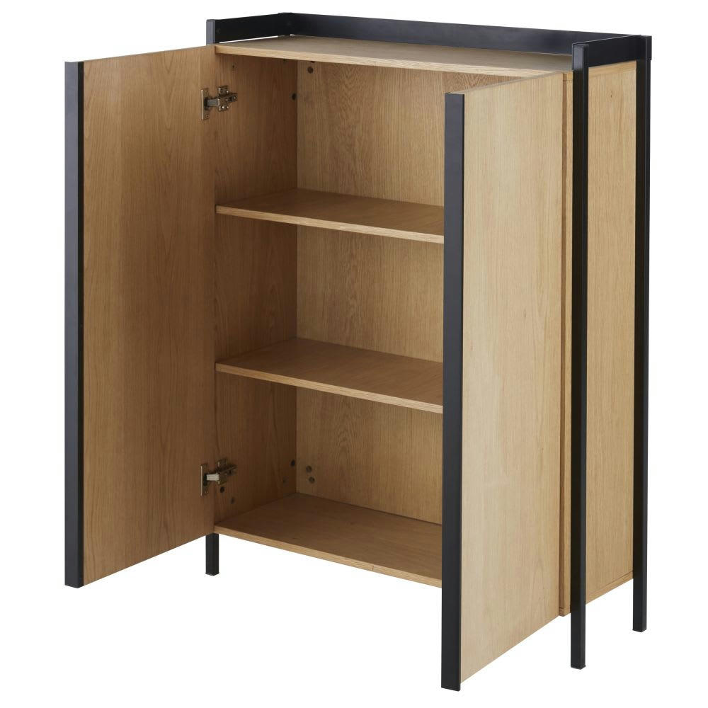 Mudo - Buffet haut 2 portes en métal marron et noir