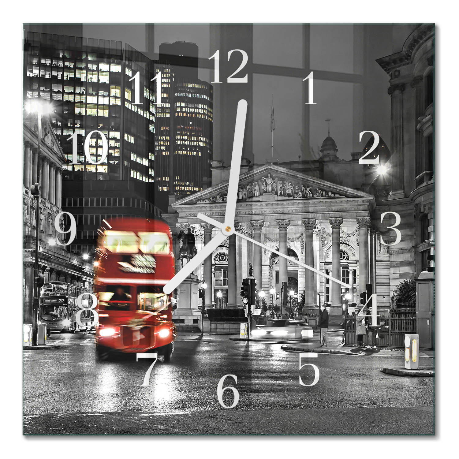 Zegar Londyn 30x30 Autobus Londyn miasto czerwony autobus retro