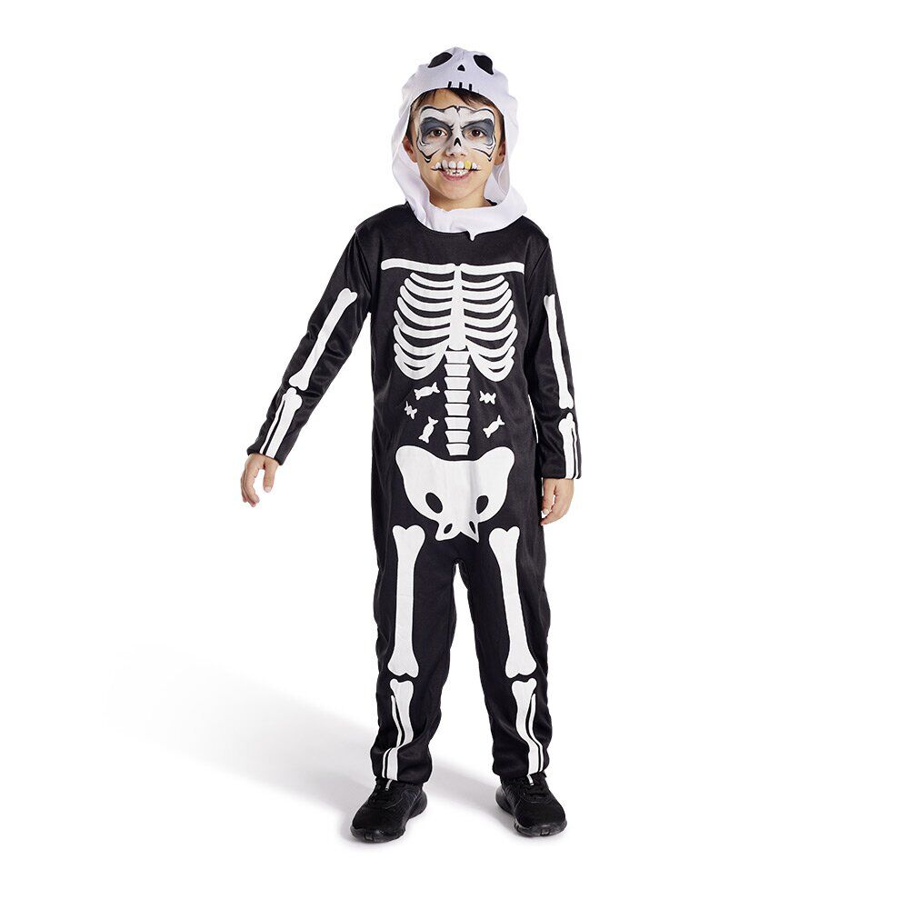 Déguisement enfant Halloween squelette combinaison et cagoule 4/6ans