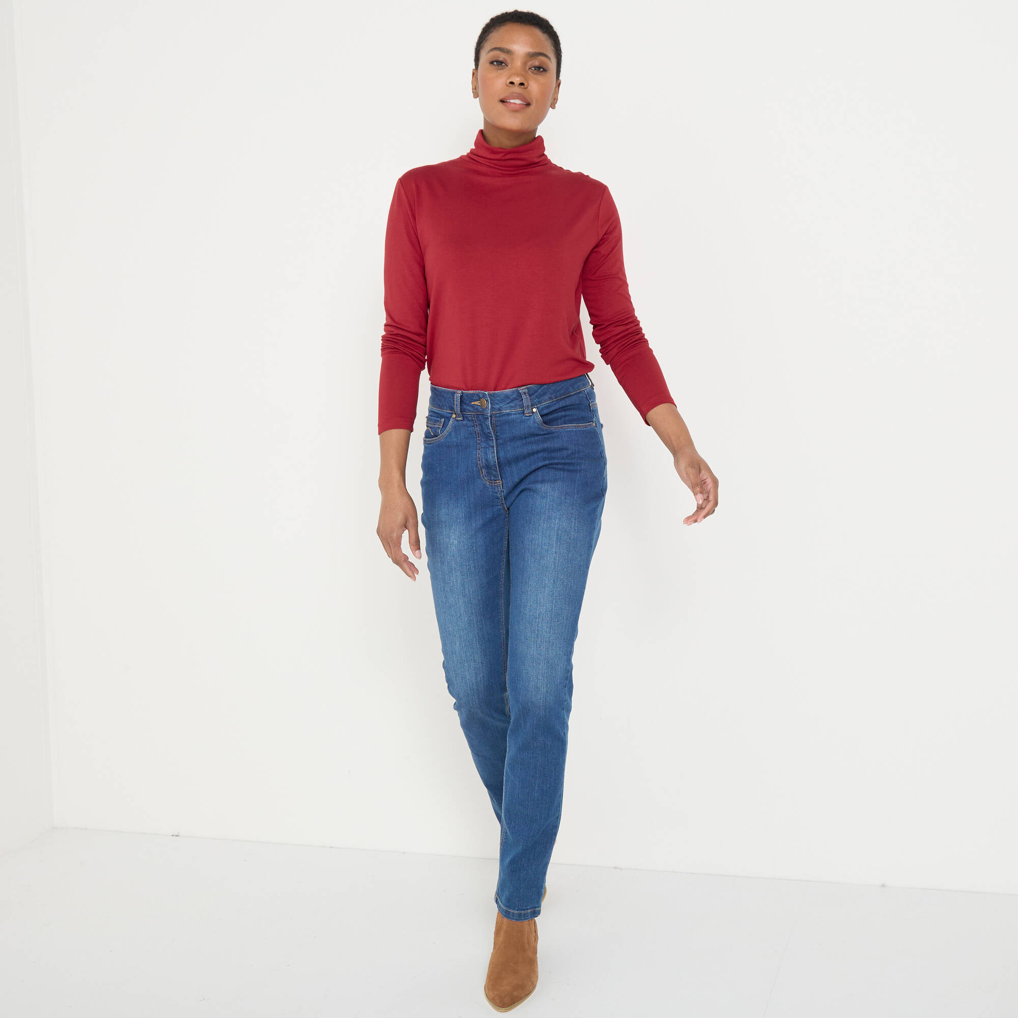 Sous-pull uni col roulé stretch