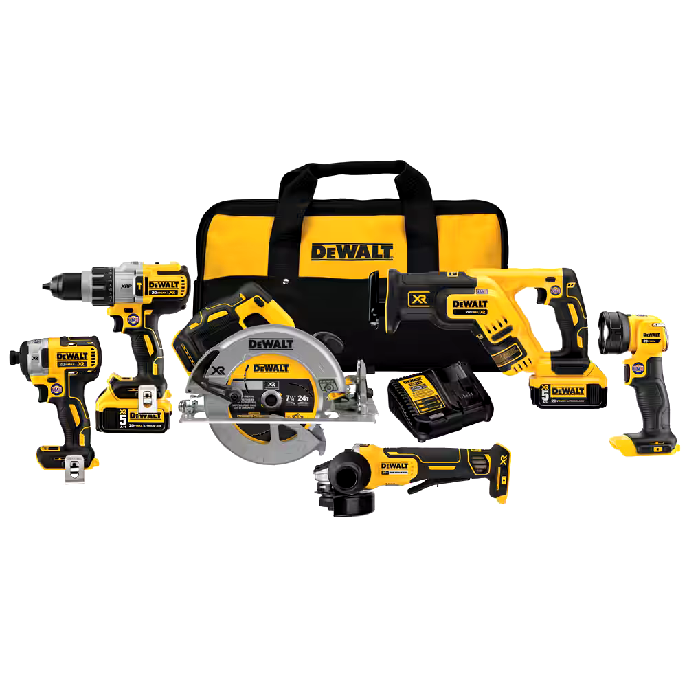 DEWALT DCK695P2 20V MAX XR Brushless Premium 6-Tool Combo Kit, 5.0Ah