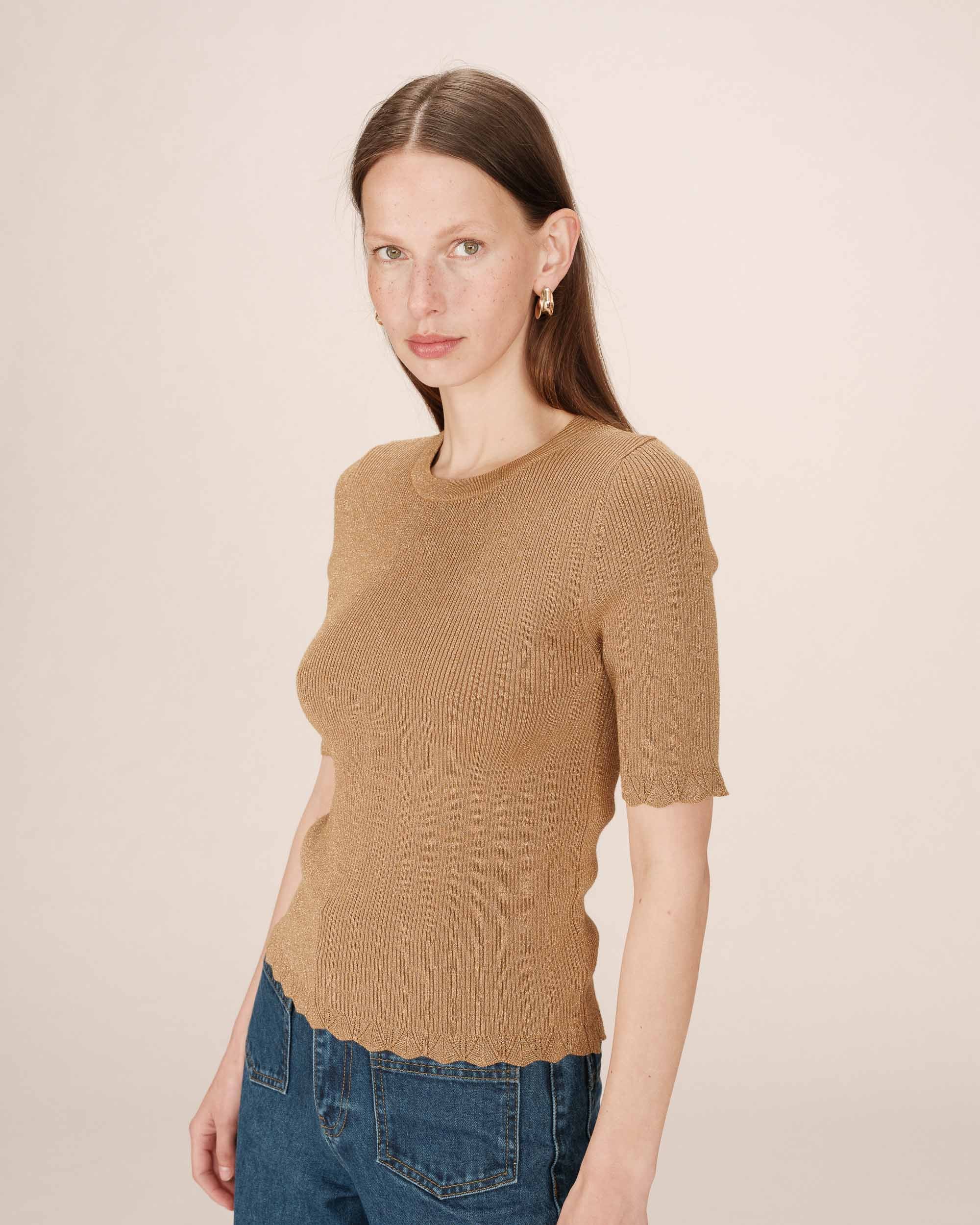 Pull en lurex ocre Saturne