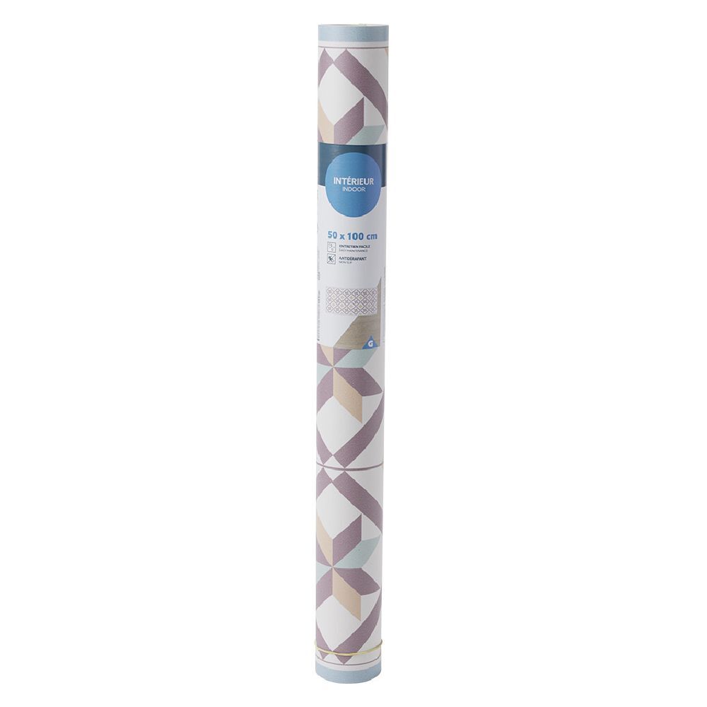 Tapis vinyle motifs carreaux de ciment rosés 50x100cm