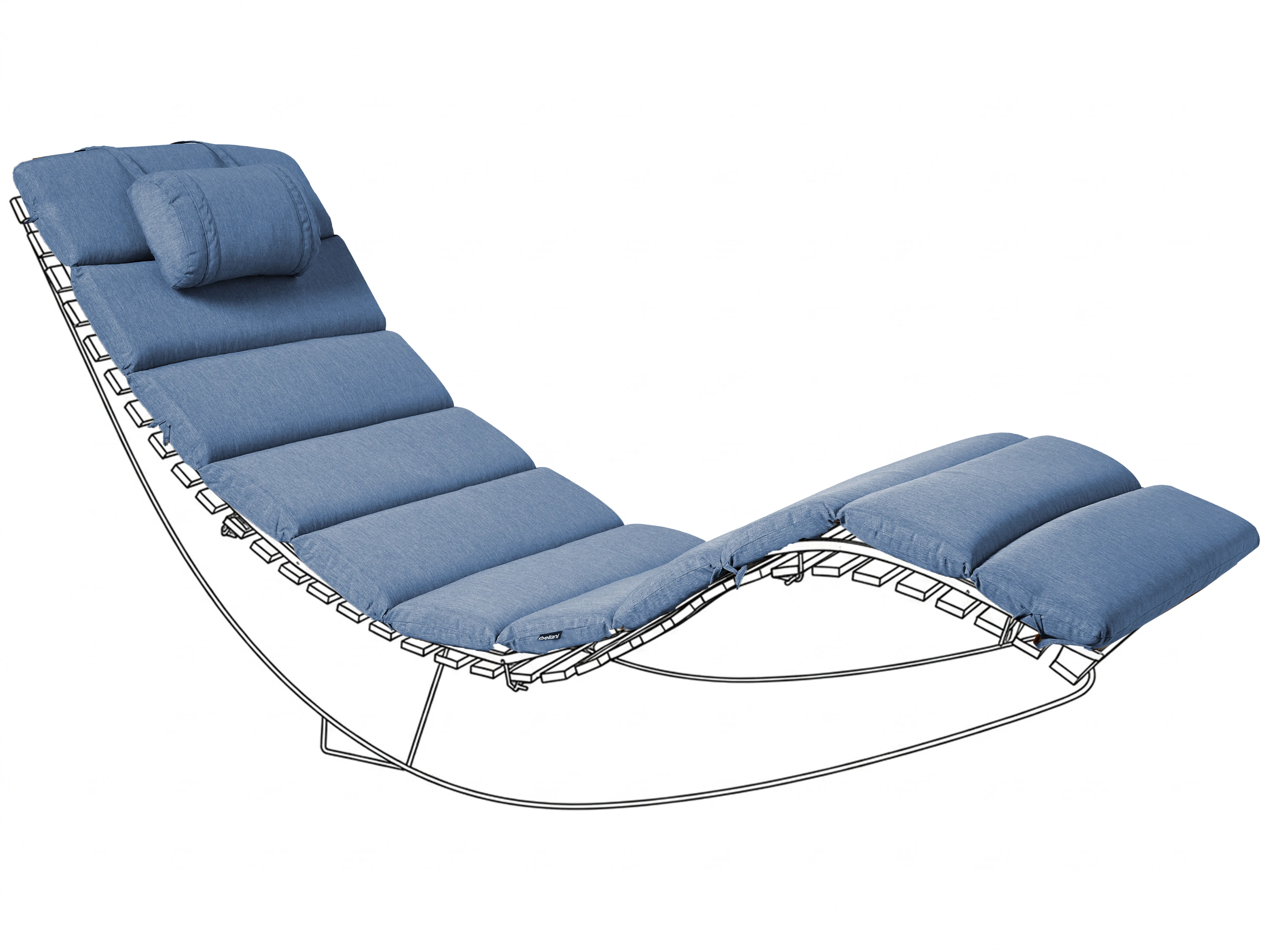 Sun Lounger Pad Cushion BRESCIA PREMIUM 180 x 60 cm Blue