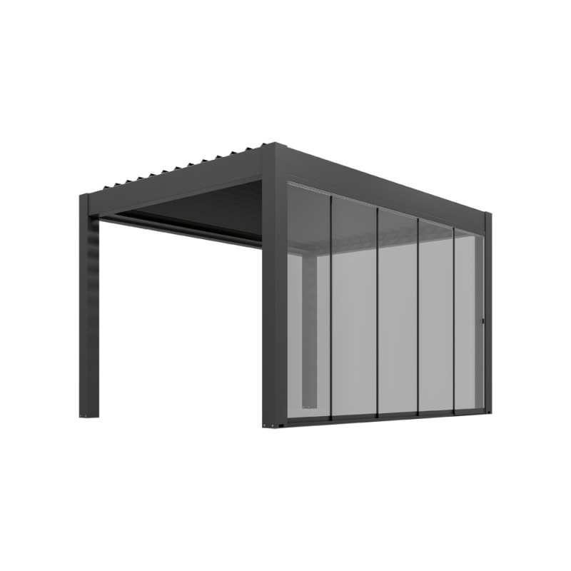Paroi coulissante vitrée pour pergola bioclimatique Capri anthracite 3 x 2,25 m 3 pièces