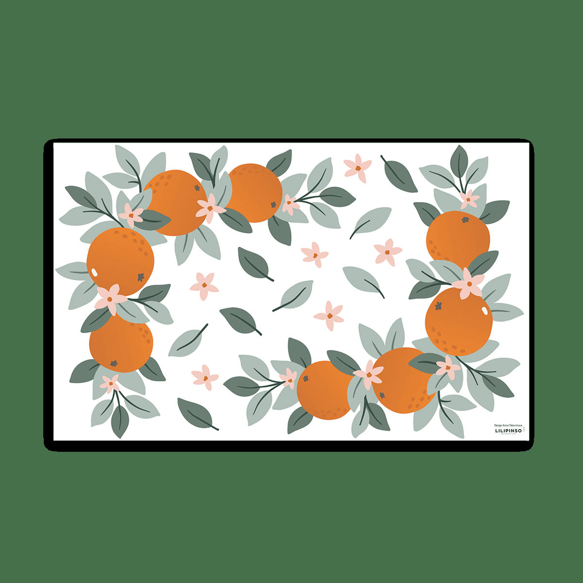 LOUISE - Stickers muraux oranges et feuillages en vinyle mat multicolore
